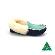 Load image into Gallery viewer, Aqua/Black & White Moccasins