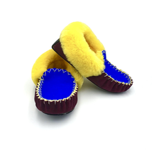 Load image into Gallery viewer, Ocean Blue/Maroon & Yellow Moccasins