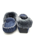 Load image into Gallery viewer, Blue & Charcoal Moccasins