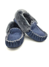 Load image into Gallery viewer, Blue & Charcoal Moccasins