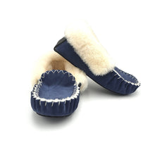 Load image into Gallery viewer, Navy Blue & White Moccasins