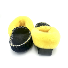 Load image into Gallery viewer, Black &amp; Yellow Moccasins
