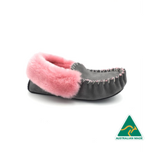 Load image into Gallery viewer, Grey & Pink Moccasins