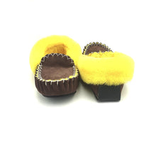 Load image into Gallery viewer, Chocolate & Yellow Moccasins