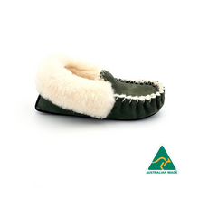 Load image into Gallery viewer, Olive & White Moccasins