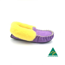 Load image into Gallery viewer, Purple & Yellow Moccasins
