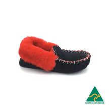 Load image into Gallery viewer, Black &amp; Red Moccasins
