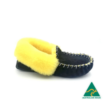 Load image into Gallery viewer, Black &amp; Yellow Moccasins

