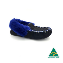 Load image into Gallery viewer, Black &amp; Blue Moccasins
