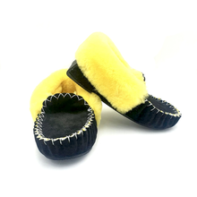 Load image into Gallery viewer, Black &amp; Yellow Moccasins
