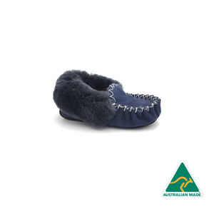 Kid's Blue & Charcoal Moccasins