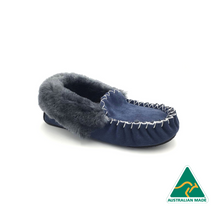 Load image into Gallery viewer, Blue &amp; Charcoal Moccasins
