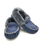 Load image into Gallery viewer, Blue &amp; Charcoal Moccasins
