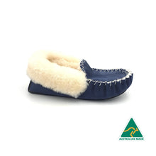 Load image into Gallery viewer, Navy Blue &amp; White Moccasins
