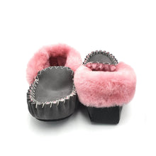 Load image into Gallery viewer, Grey &amp; Pink Moccasins
