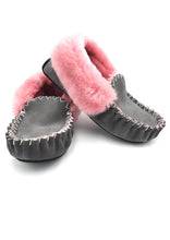 Load image into Gallery viewer, Grey &amp; Pink Moccasins
