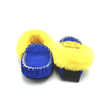 Load image into Gallery viewer, Ocean Blue &amp; Yellow Moccasins
