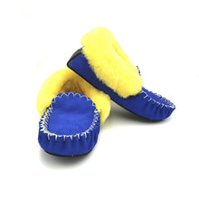 Load image into Gallery viewer, Ocean Blue &amp; Yellow Moccasins
